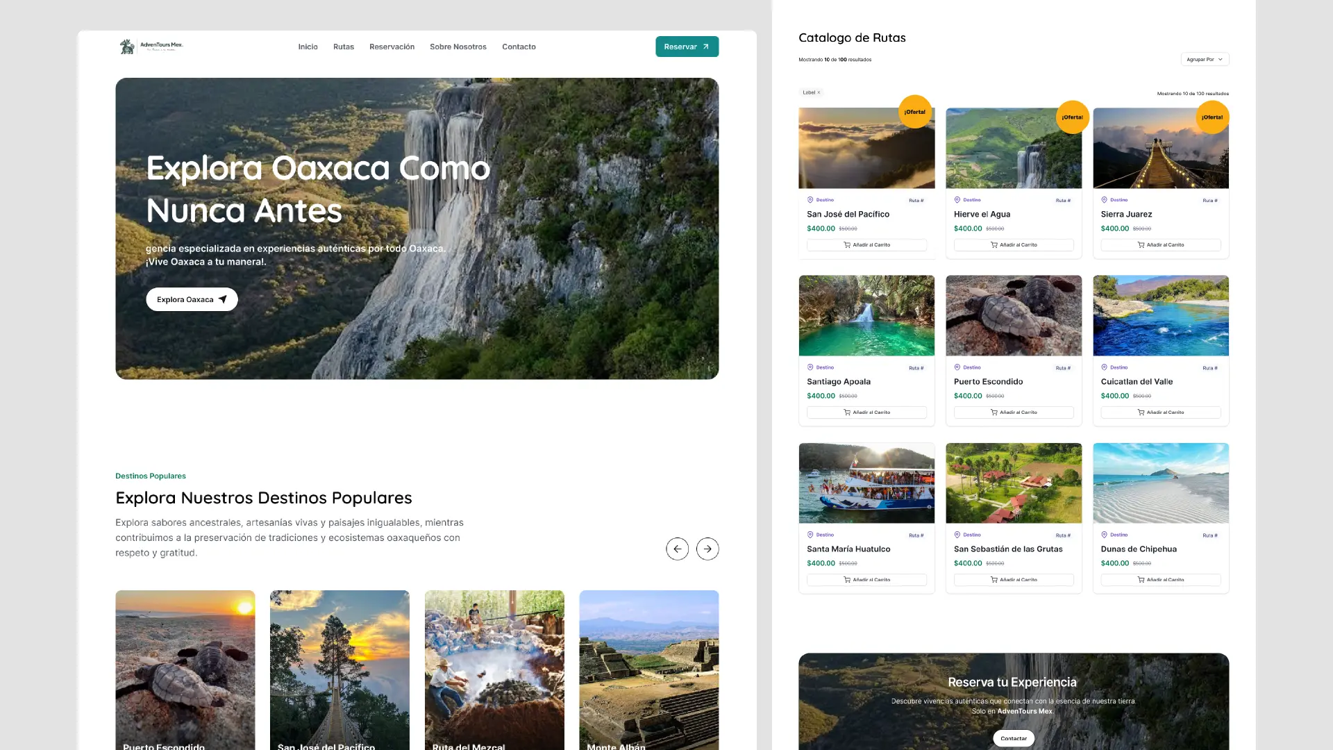 Captura de pantalla del proyecto AdvenTours Mex - E-commerce · Web