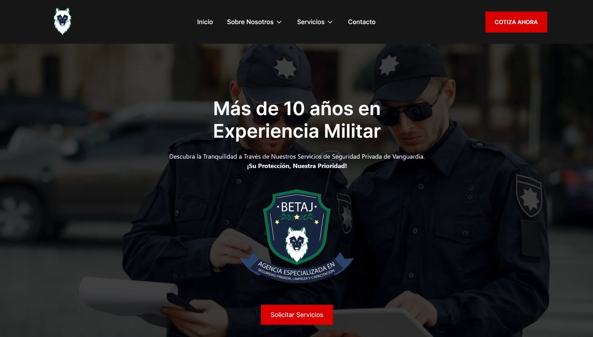 Captura de pantalla del proyecto Seguridad Privada BETAJ - Corporativo · Web