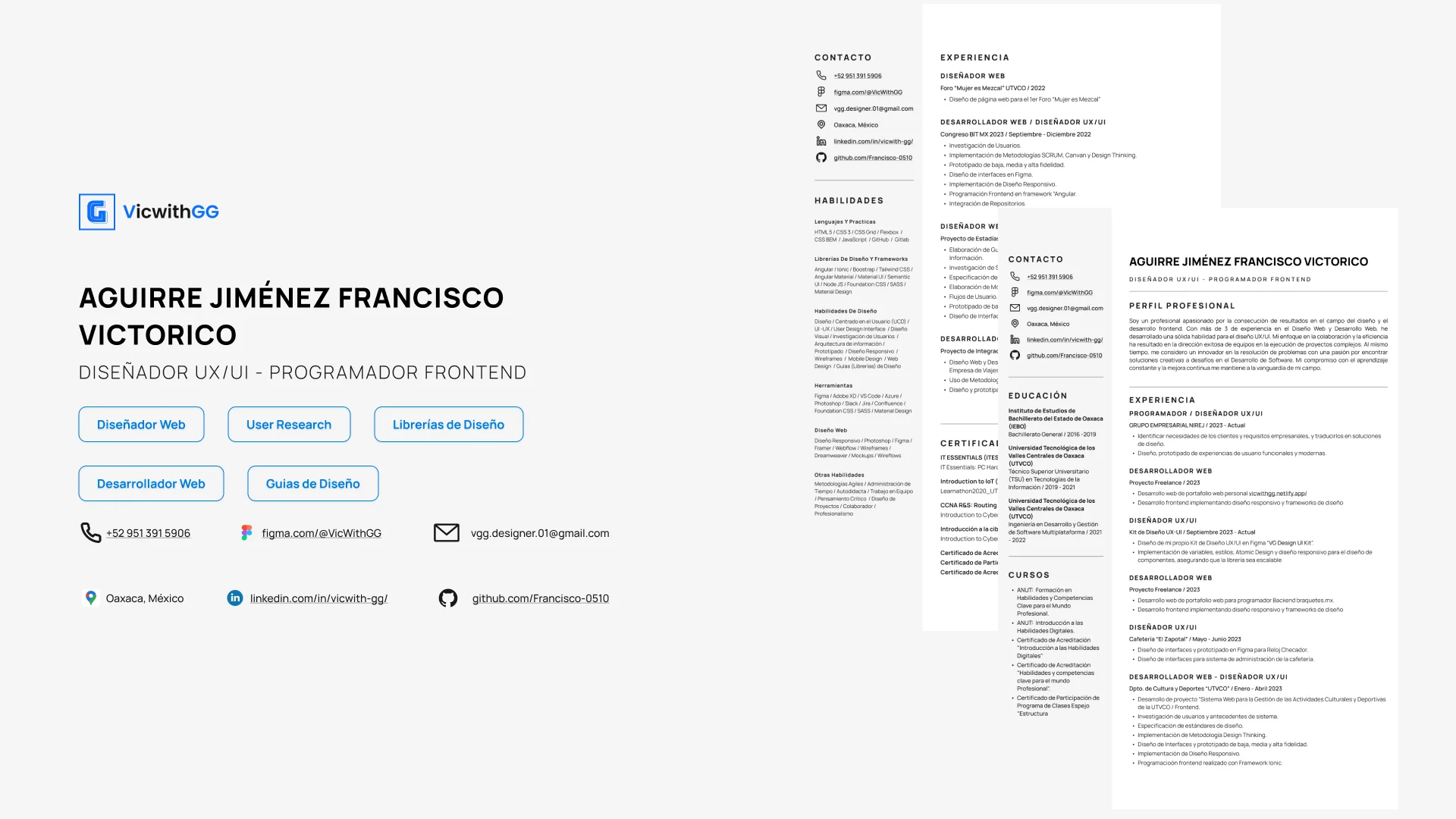 Captura de pantalla del proyecto CV Minimalista (Web y PDF) - Web · Herramienta