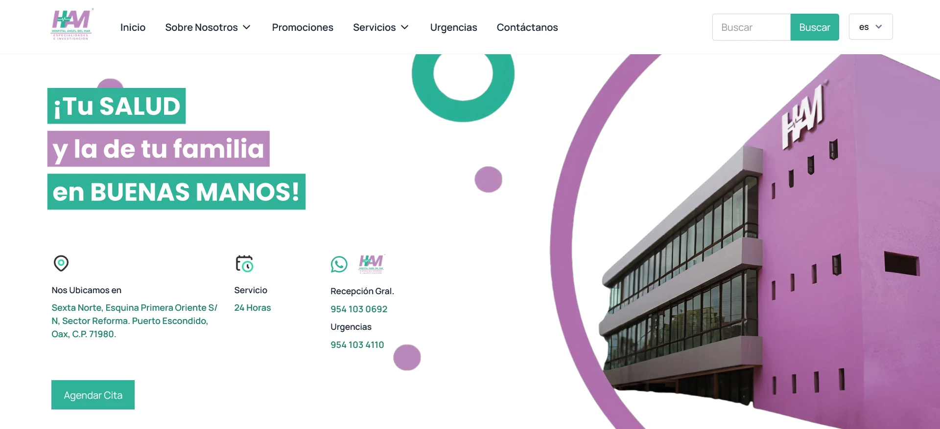 Captura de pantalla del proyecto Hospital Ángel del Mar - Salud · Web