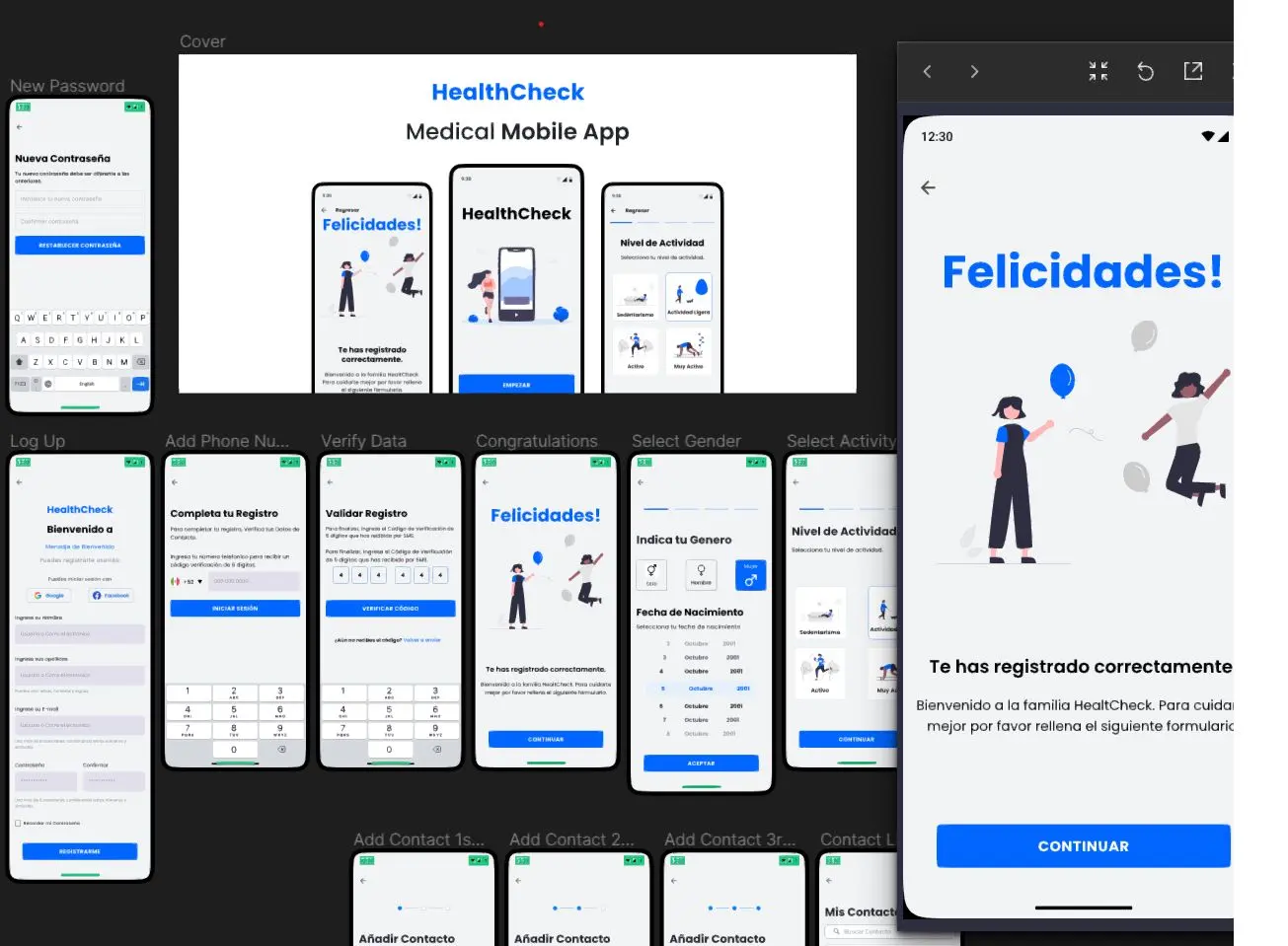 Captura de pantalla del proyecto Rediseño App HealthCheck - UI/UX Design · Salud