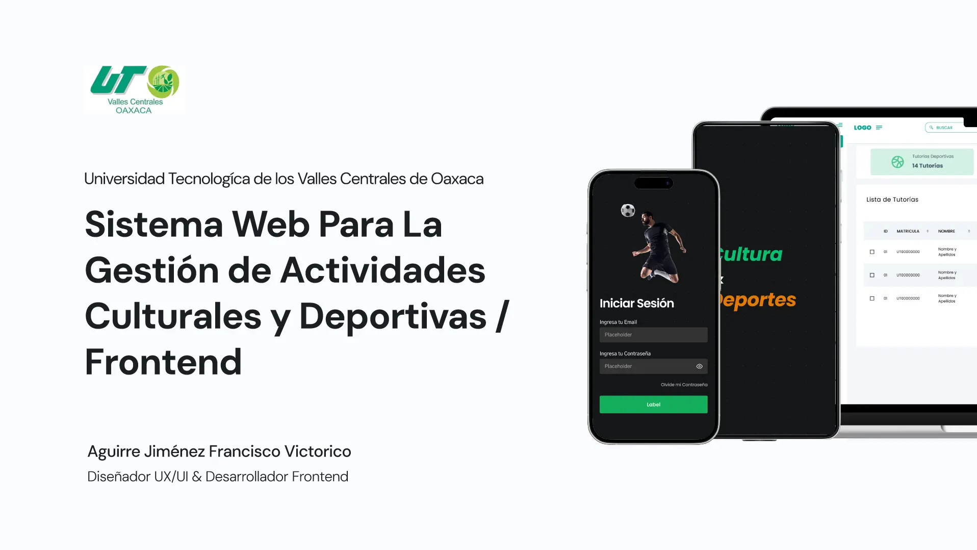 Captura de pantalla del proyecto Sistema Web Para La Gestión de Actividades Culturales y Deportivas - Educación · Gestión Académica