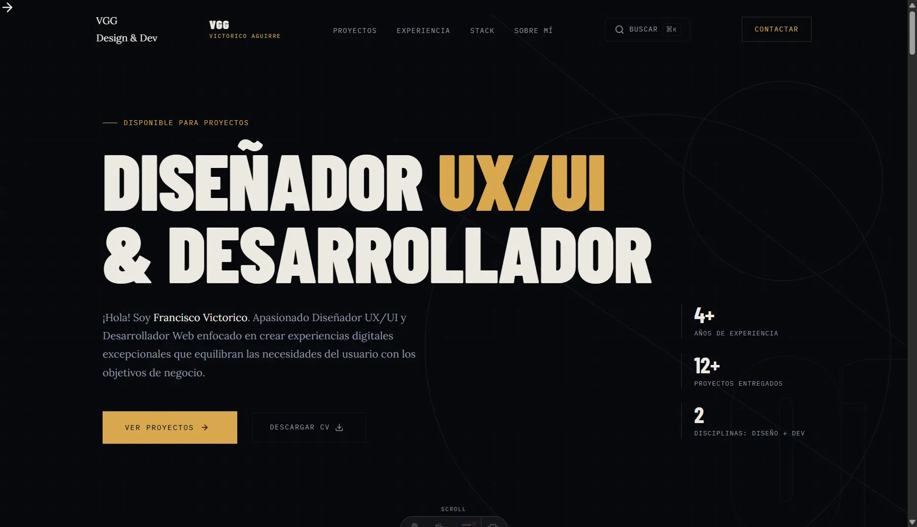 Captura de pantalla del proyecto VicWithGG Portafolio Web - Portafolio · Web